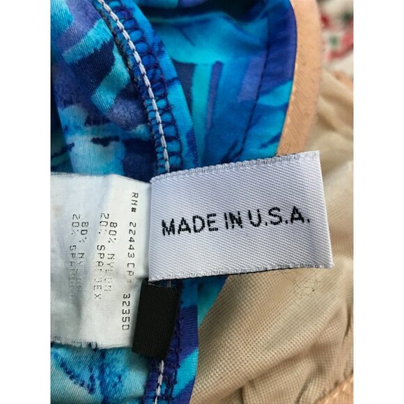 Vintage 90s LEILANI Tropical Palm Print Bikini 2pc High Waisted Swimsuit Sz 8 - Picture 4 of 6